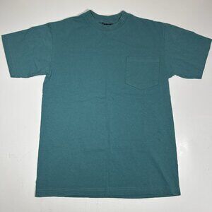 VINTAGE B&E SPORT T-SHIRT MENS ACTIVE WEAR SHORT SLEEVE TEAL GREEN POCKET Sz M